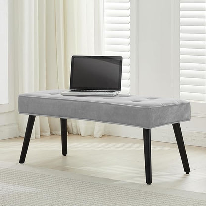 40'' Upholstered Bench, Entryway Ottoman with Wooden Legs for Living Room, End of Bed Bench
