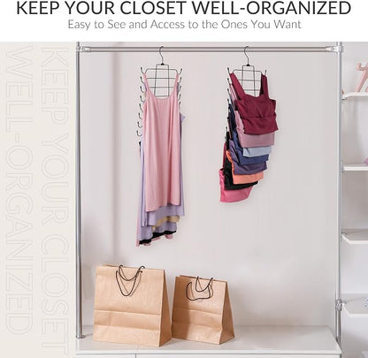 ZEDODIER Tank Top Hanger Space Saving, Bra Hangers for Closet Organizer, Hanging Bra Organizer Tank Tops Holder with 8 Hooks, Metal Closet Organizers and Storage Small Space Solutions, Black
