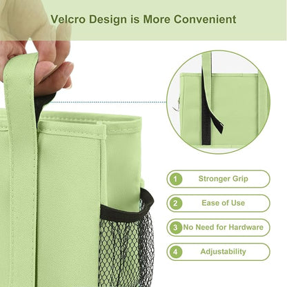 Surblue Bedside Caddy Hanging Bed Organizer Storage Bag Pocket for Bunk and Hospital Beds, College Dorm Rooms Baby Bed Rails, Camp 4 Pockets and 2 Hooks (Small,Sage Green)