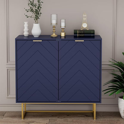 Scurrty 31.5'' Sideboard Buffet Cabinet with Storage, Sideboard Storage Cabinet with Doors and Adjustable Shelf, Accent Cabinet for Living Room, Kitchen, Navy Blue