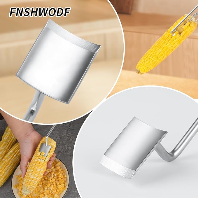 Professional Corn Peeler for Corn on the Cob, 1-Pack Stainless Steel Corn Stripper Tool with Long Handle & Safety Guard, Efficient Corn Kernel Remover for Kitchen, Wedding Favors, Party Supplies (1)