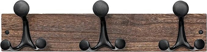 SKOLOO 17-Inch Wood Burnt Coat Rack Wall Mount with 3 Triple Hooks - Ideal for Family Entrances, Classrooms, and Pet Supplies Storage - Perfect Coat Hooks for Wall