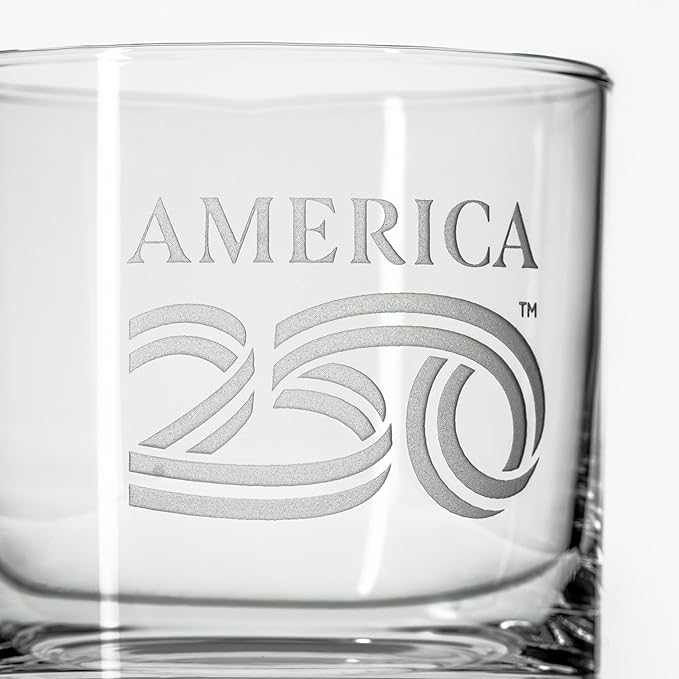 Rolf Glass 1776 10oz On the Rocks Whiskey Glass | America250™ Officially Licensed | America's 250th Anniversary Commemorative Glass | Made in the USA | Hand Engraved Logo | Packaged in Gift Box