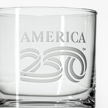 Rolf Glass 1776 10oz On the Rocks Whiskey Glass | America250™ Officially Licensed | America's 250th Anniversary Commemorative Glass | Made in the USA | Hand Engraved Logo | Packaged in Gift Box