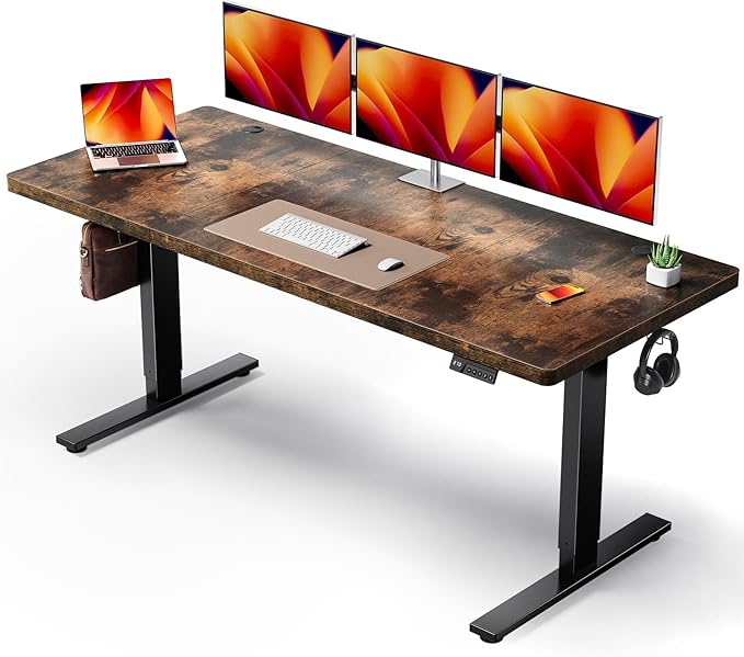 SIAGO Electric Standing Desk Adjustable - 71x30 Inch Sit Stand Desk with 1 Inch Thick Tabletop, Double Beam Frame, 3 Memory Height Adjustment, Cable Management for Home Office