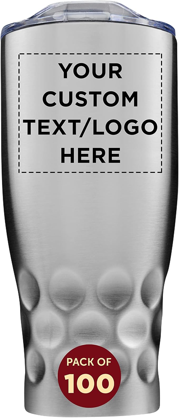 Custom Stainless Steel Tumblers by Molokini 27 oz. Set of 100, Personalized Bulk Pack - Double Wall, Perfect for Coffee, Soda, Other Hot & Cold Beverages - Silver