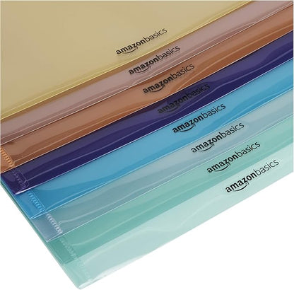 Amazon Basics Tab Dividers for 3 Ring Binder, Two Pocket, Letter Size, Transparent Assorted Colors, 24 Count