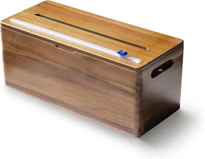 12" Acacia Wood Plastic Wrap and Foil Dispenser with Slide Cutter | Fits Costco Kirkland Rolls