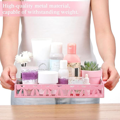 Pink Bow Toilet Paper Basket Cute Metal Toilet Tank Paper Holder with Handle Pink Bow Bathroom Storage Organizer Coquettish Preppy Accessories Decor for Bathroom Restroom