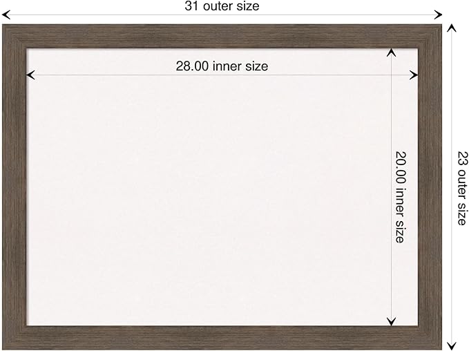 Amanti Art White Cork Board for Wall, 23x31 Vision Board with Brown Wood Frame, Medium Corkboard Office Decor for Home Organization, Rustic Farmhouse Corkboard Pinboard to display items for home