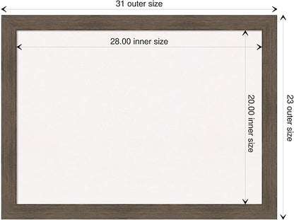 Amanti Art White Cork Board for Wall, 23x31 Vision Board with Brown Wood Frame, Medium Corkboard Office Decor for Home Organization, Rustic Farmhouse Corkboard Pinboard to display items for home