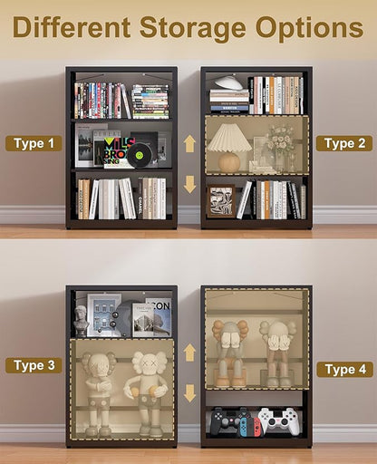 METALOONG Metal Book Shelf, 3-Tier Adjustable Bookcase with Anti-Tip Kit & Leveling Feet, Heavy-Duty Metal Storage Organizer, Modern Corner Shelves for Bedroom, Garage, Home Office