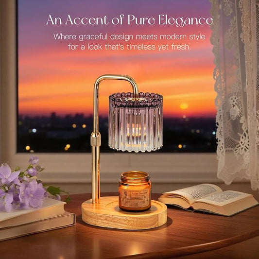 Candeldo Candle Warmer Lamp with Timer: Purple Candle Warming Lamp with 2 Bulbs Height Adjustable Wax Melt Dimmable Bedroom Decor for Women