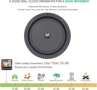 45MinST 20 Inches Retro Round Large Wall Clocks, Silent Non Ticking Battery Operated Movement Easy to Read Wall Clock with Arabic Numerals