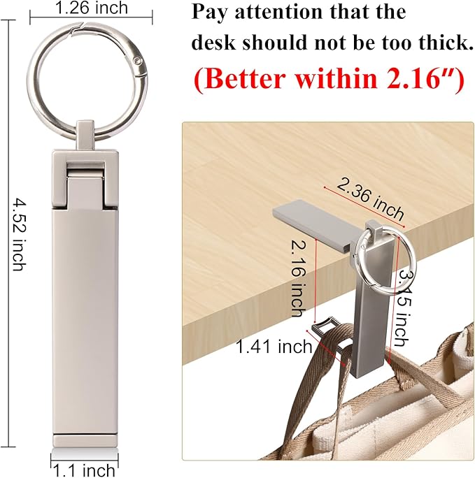 Purse Hook for Table Desk Folding Handbag Holder Mobile Phone Stand Holder for Women Men (New Upgrade-Platinum)