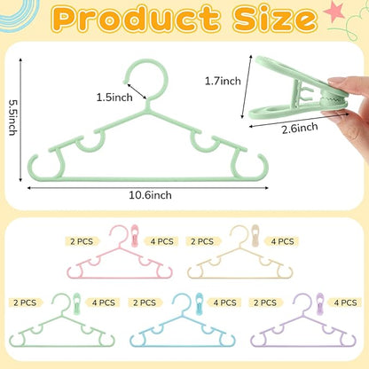 Hsei 5/10/40 Pack Baby Hangers with 10/20/80 Clips, Plastic Kids Pants Hangers for Nursery Closet Top and Bottom Clothes Hanger Set for Newborn Infant Toddler(30 Packs Total,Fresh Color,10.6 Inch)