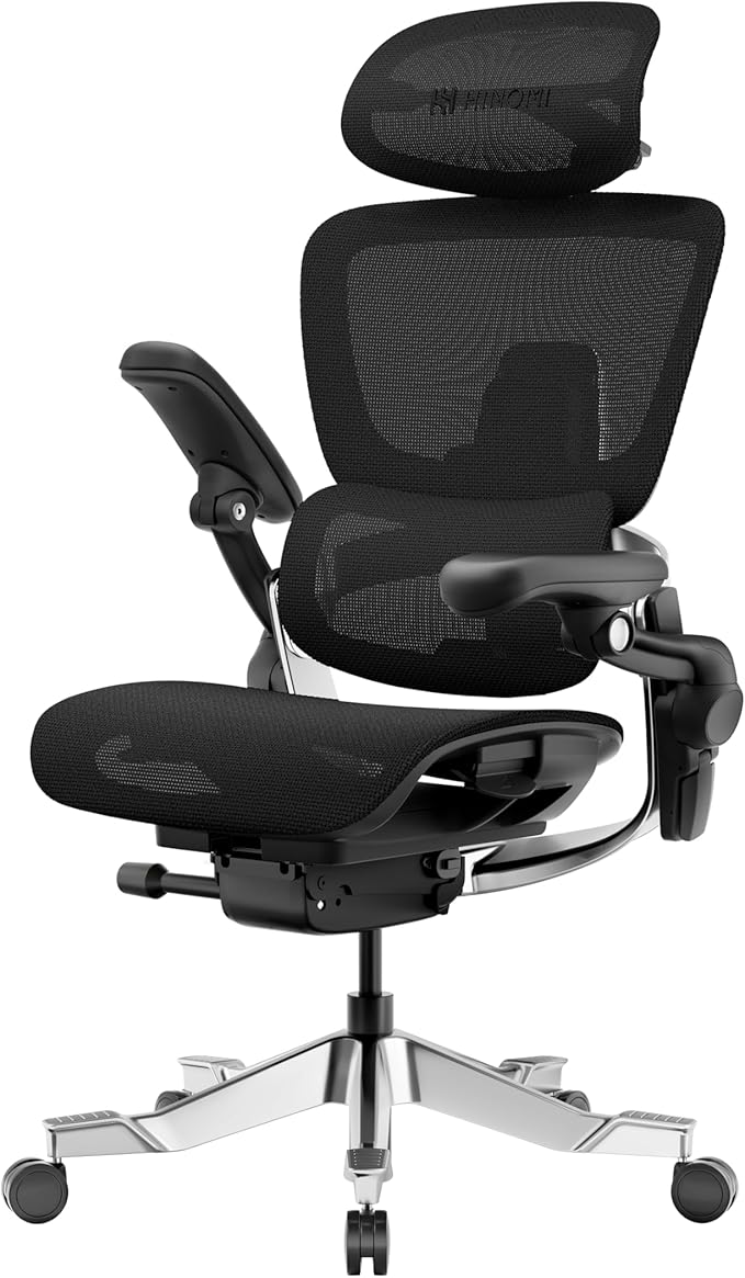 HINOMI H2 Pro Premium Ergonomic Office Chair - Comfy Home Office Desk Computer Chair with Adjustable Back Support, Swivel Wheels, Flip-up Arms, Comfortable Mesh Seat for Desk Work (Black)