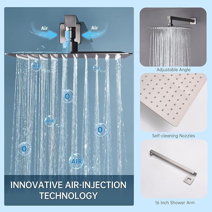 Shower Body Sprays Systems with Push Button, All Metal Shower Jets System, 10" Rain Shower Head with 4PCS Body Jets and Handheld Shower Faucet Sets Complete, Rough-in Valve, Brushed Nickel