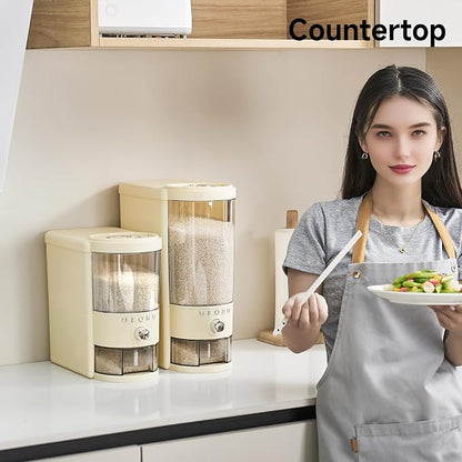 UFORU Rice Dispenser 10 lbs | Large Rice Storage Container for Kitchen&Pantry - Space-saving, Moisture & Pest-proof, BPA-Free - Dry Food Dispenser with One-Touch Dispenser & Measuring Cup for Families