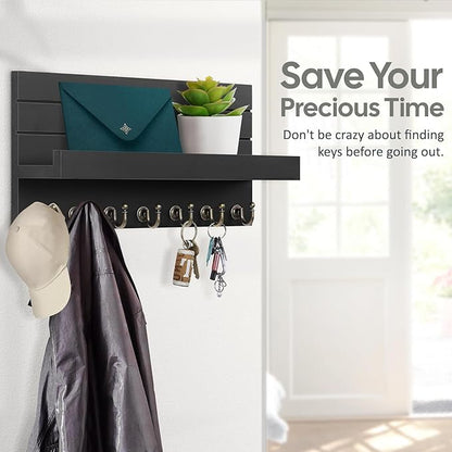 Key Holder for Wall: Upgraded 7 Sturdy Key Hooks Easy Installation Mail Organizer Wall Mount Hanging Key Rack for Kitchen and Entryway Decor