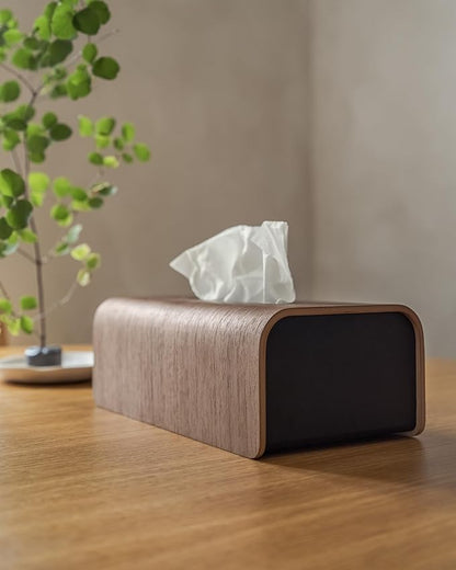 Kazai.® Tissue Box Cover 'Toke' | Real Wood Veneer, FSC® Certified | Decorative Rectangle Tissue Holder for Bathroom or Living Room | Scandinavian Design | Walnut, Black