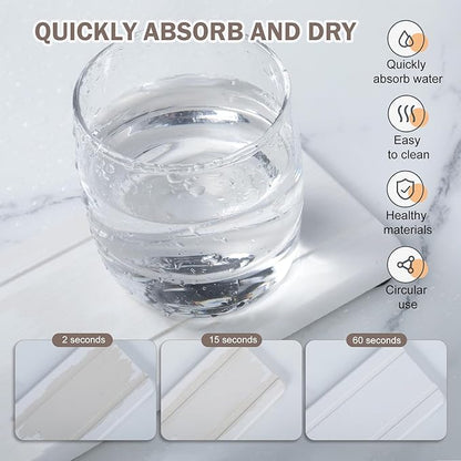 4PCS Stone Drying Trays for Bathroom Sink, Water Absorbing Stone Tray, Water Absorbent Diatomaceous Earth Tray and Coaster, Diatomite Soap Dish, Drying Stones Soap Trays for Kitchen Counter