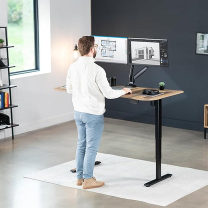 VIVO Electric 63 x 32 in Standing Desk, Touch Screen Adjustment, 220 lb Frame Support, 2E Series, Reclaimed Wood Top Black Frame, DESK-KIT-2EBP