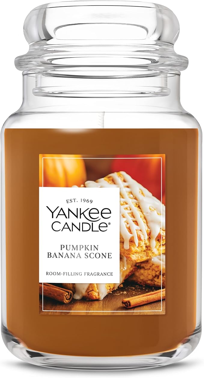 Yankee Candle Pumpkin Banana Scone, Holiday Scented Candle, 22oz Large Jar with up to 150 Hour Burn Time, Giftable