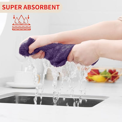 Homaxy 100% Cotton Waffle Weave Kitchen Dish Towels, Ultra Soft Absorbent Quick Drying Cleaning Towel, 13 x 28 Inches, 18-Pack, Eggplant