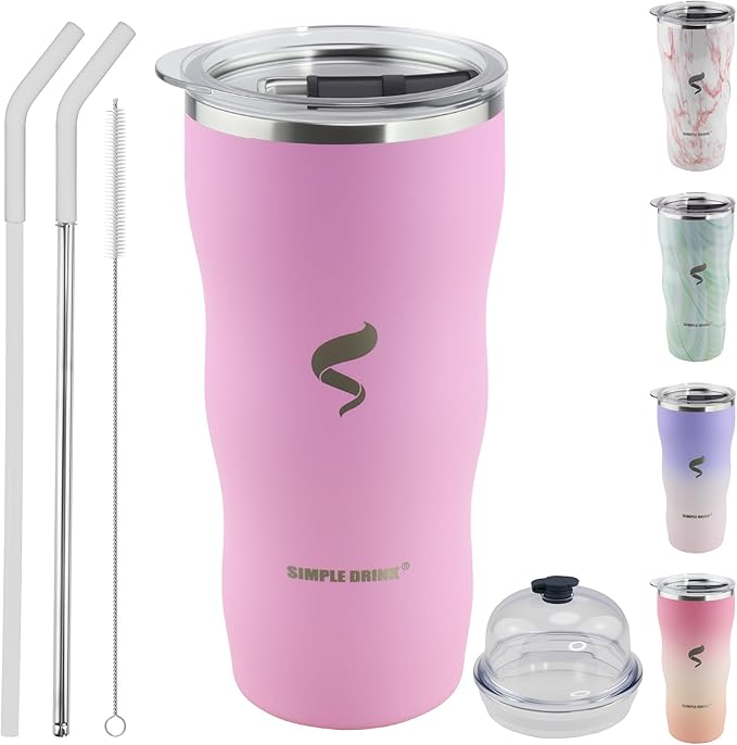 20Oz Insulated Tumbler With Straw And Lid, Stainless Steel Coffee Cup, Double Wall Vacuum Travel Mug,Spill proof Iced Coffee Tumbler, Beach tumbler, Cherry Blossom