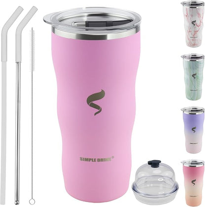 20Oz Insulated Tumbler With Straw And Lid, Stainless Steel Coffee Cup, Double Wall Vacuum Travel Mug,Spill proof Iced Coffee Tumbler, Beach tumbler, Cherry Blossom
