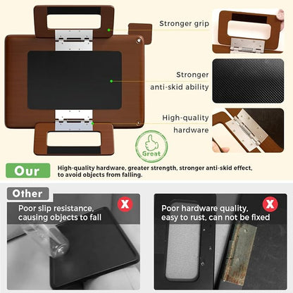 Smatdecis Couch Arm Tray Table Sofa Arm Clip, Armrest Tray Table Suitable for Home Drinks/Fast Food/Fruit Etc, Large Size Multi-Function Brown(360° Rotating Stand B)