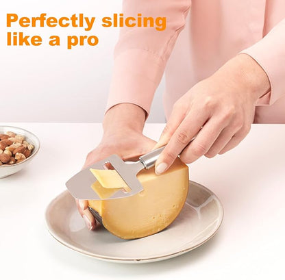 2 Pack Cheese Slicers, AITRAI Stainless Steel Wire Butter Slicer Cutter with Cheese Plane Tool for Soft, Semi-Hard, Hard Cheeses, Butter, Eggs, Fruits丨Dishwasher Safe