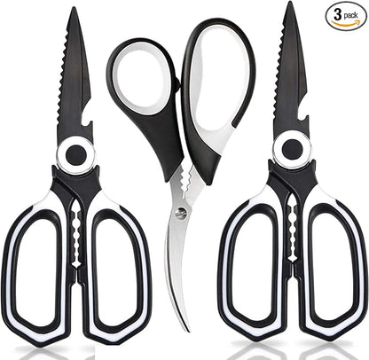 OMDAR 3-Pack Titanium Coated Kitchen Scissors – Rust-Resistant, Includes Magnetic Safety Cover for Easy Magnetic Mounting