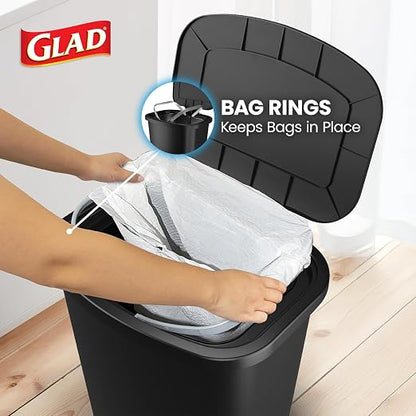 Glad Premium 20 Gallon Trash Can with Clorox Odor Protection | Plastic Kitchen Waste Bin | Hands Free with Stainless Steel Foot Pedal and Garbage Bag Rings, Black