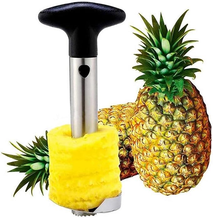 Apple Corer + Pineapple Tool + Herb Kale Stripper- Lever Tool by BRIGHT KITCHEN Stainless Steel Pear Fruit Seed Remover Cherry Red Grip with Serrated Blade (Apple + Pineapple + Herb)