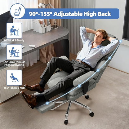 7-Point Massage Office Chair,Heated Manageral Chair,Ergonomic Executive Chair with Footrest,Adjustable Armrest，Computer Chair for Offices, Study Areas, Gaming Spaces,Gray