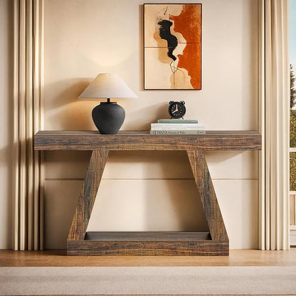 Spaco 55'' Long Console Table,2 Tier Farmhouse Narrow Entryway Table Sofa Table with Storage,Wood Behind Couch Table for Living Room, Hallway,Foyer