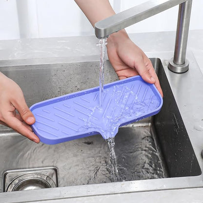 MicoYang Silicone Soap Dish with Drain Spout — Self-Draining Double Sink Organizer Tray for Kitchen & Bath, Dispensers, Sponges & Soap Holder, Non-Slip & Dishwasher Safe, Light Purple (Large, 12"×4")