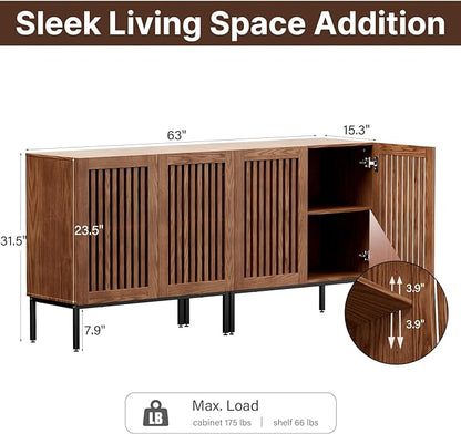 Set of 2 Accent Storage Cabinet with Doors and Adjustable Shelf,Freestanding Buffet Cabinet,Modern Sideboard Buffet Cabinet for Living Room,Dining Room,Kitchen, Hallway,Brown