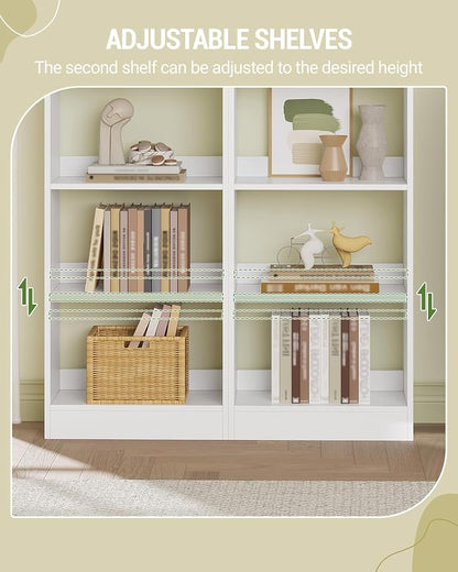Hzuaneri Bookcase, Tall Narrow Bookshelf, Open Display Storage Shelf, Skinny Cube Book Shelf with Adjustable Shelves, CD Rack for Living Room, Home Office 6-Tier(9.4 x 19.7X 72 inch) White BC59603X