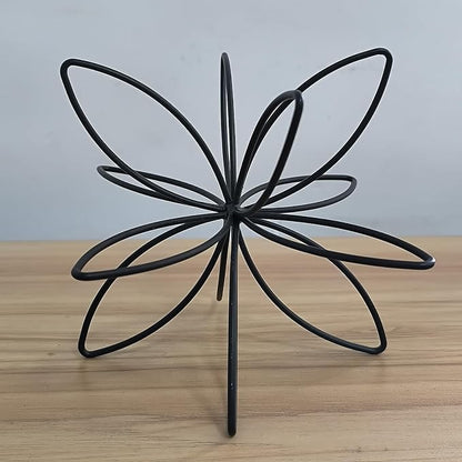 8" Black Sphere Decor, Abstract Tabletop Decorative Ball, Metal Floral Handmade Decorative Sculpture Home Decor Statues