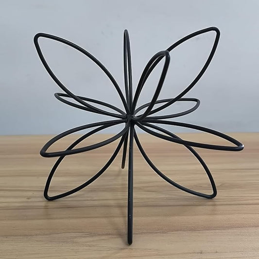 8" Black Sphere Decor, Abstract Tabletop Decorative Ball, Metal Floral Handmade Decorative Sculpture Home Decor Statues