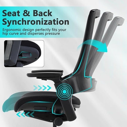 CLATINA Office Chair Swivel Executive Chair, Adjustable Ergonomic Computer Chair with 3D Armrest and Lumbar Support, Mesh Backrest Task Chair for Home Office Conference Room, Studio, 2 Pack