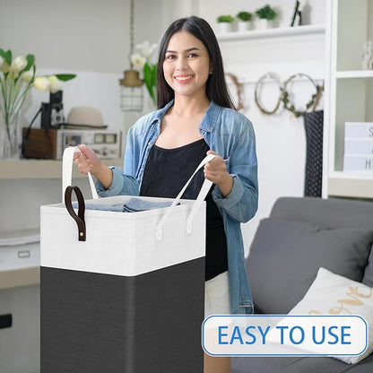 HomeHacks Laundry Basket with Wheels, Rolling Laundry Hamper, Collapsible & Waterproof Clothes Hamper, Narrow Corner Bins with Extended Handles in the Family & Dorm 90L(Grey)
