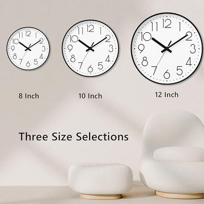DAXSMY Wall Clock - 14 Inch Silent Non-Ticking Modern 3D Wall Clocks Battery Operated - Decorative Clock for Kitchen, Home Office, Bathroom, Bedroom, Living Room(White)