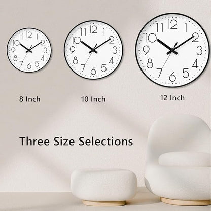 DAXSMY Wall Clock - 12 Inch Silent Non-Ticking Modern 3D Wall Clocks Battery Operated - Decorative Clock for Kitchen, Home Office, Bathroom, Bedroom, Living Room(White)