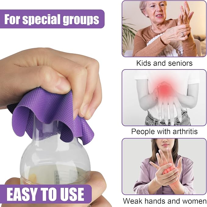 LUTER 4pcs Jar Opener, Rubber, Multi-function Silicone Bottle Opener for Seniors with Weak Hands Lid Cap Gripper Pads Kitchen Coasters Gadgets(Grey, Purple)
