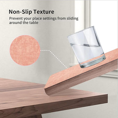 Maxpearl Faux Leather Placemats Set of 4 - Waterproof - Wipe Clean - Heat Resistant - Anti Slip Dining Table Place Mats, Suitable for Indoor & Outdoor Use, 17’’×12’’, Peachy Pink