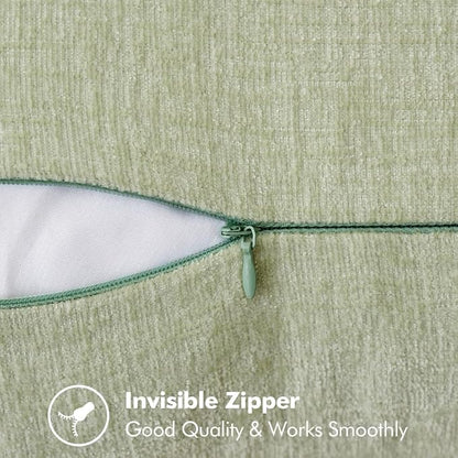 MIULEE Pack of 2 Summer Throw Pillow Covers 20x20 Inch Light Green Farmhouse Decorative Pillow Covers with Stitched Edge Soft Chenille Solid Dyed Pillow Covers for Couch Sofa Bed Living Room